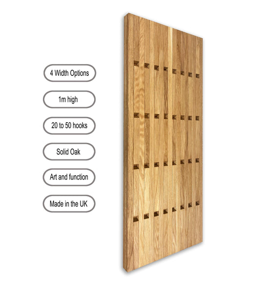 Flip/ piano hook panel, solid oak wall mounted